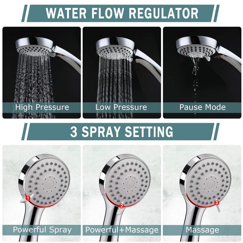 Taiker Filtered Shower Head, High Pressure Rainfall Shower Head/Handheld Shower Filter Combo, Luxury Modern Chrome Plated with 60'' Hose Anti-leak with Holder (Silver) - Image 5